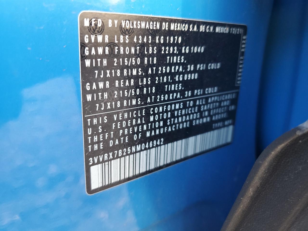 2022 Volkswagen Taos Se VIN: 3VVRX7B25NM046942 Lot: 91672045