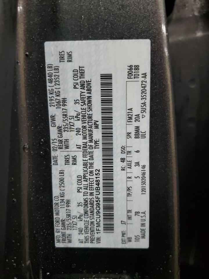 2015 Ford Escape Se VIN: 1FMCU9G95FUB48152 Lot: 93452405