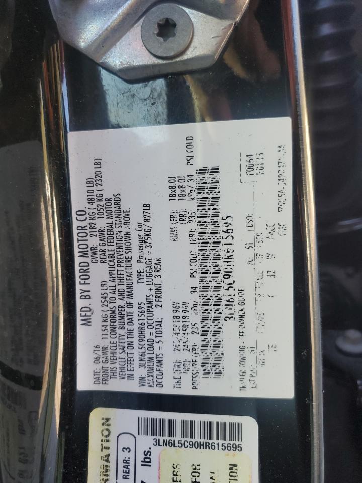 2017 Lincoln Mkz Select VIN: 3LN6L5C90HR615695 Lot: 92688605