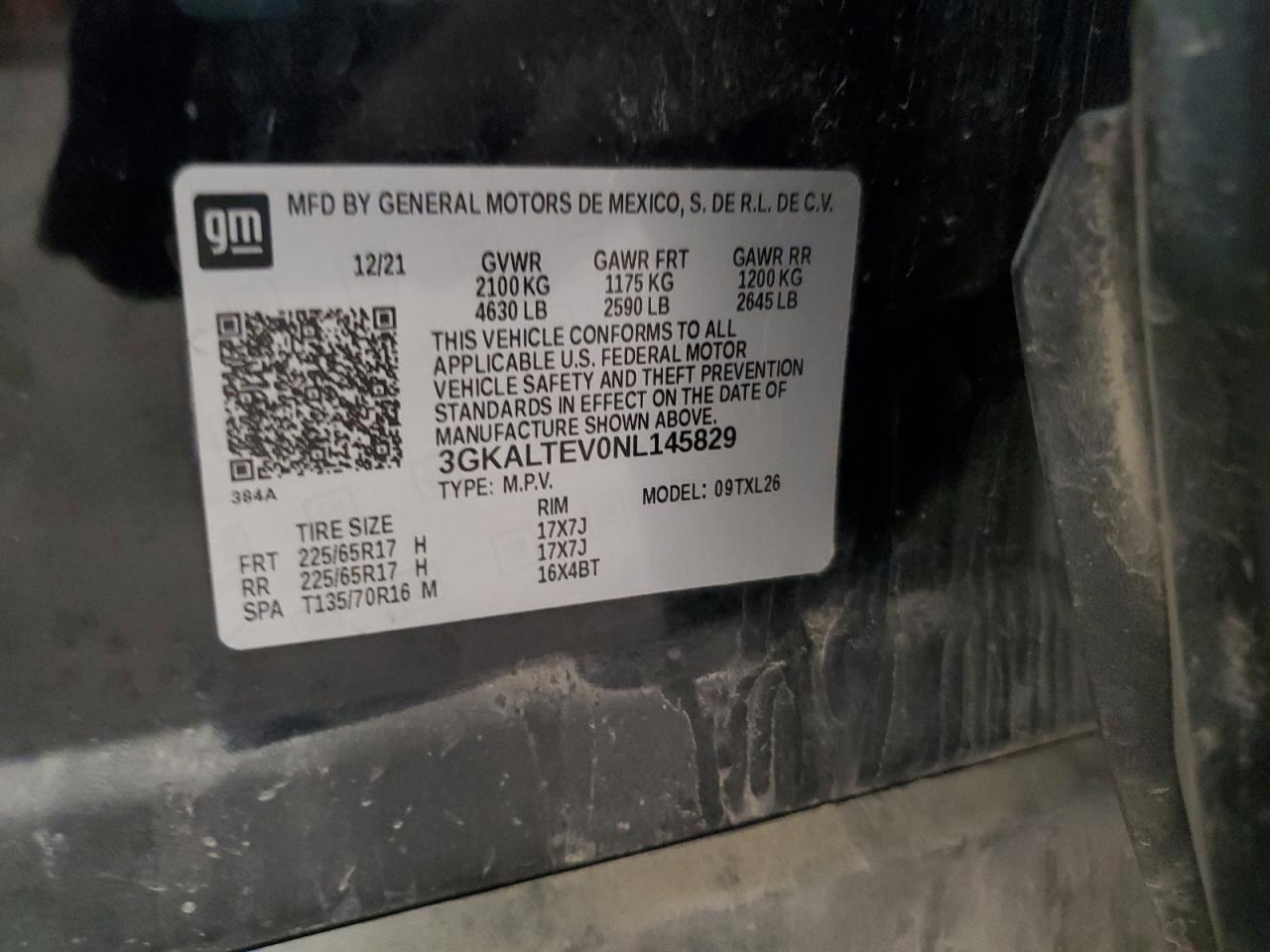 2022 GMC Terrain Sle VIN: 3GKALTEV0NL145829 Lot: 90819915