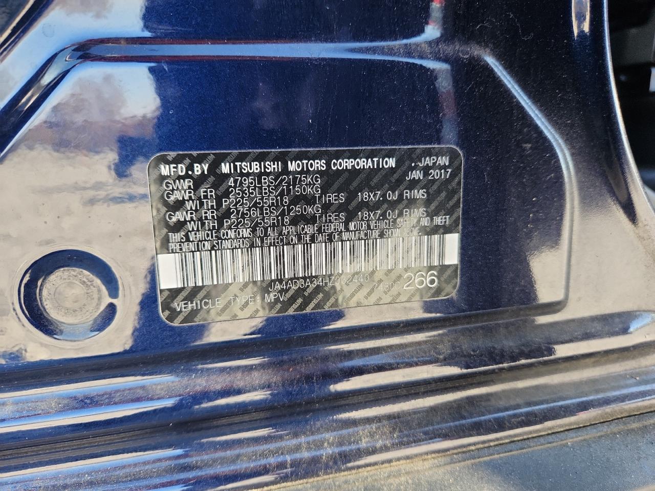 2017 Mitsubishi Outlander Se VIN: JA4AD3A34HZ032440 Lot: 93175755