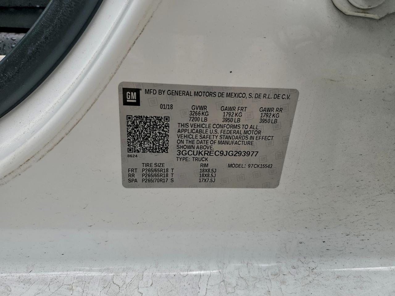 2018 Chevrolet Silverado K1500 Lt VIN: 3GCUKREC9JG293977 Lot: 93040375