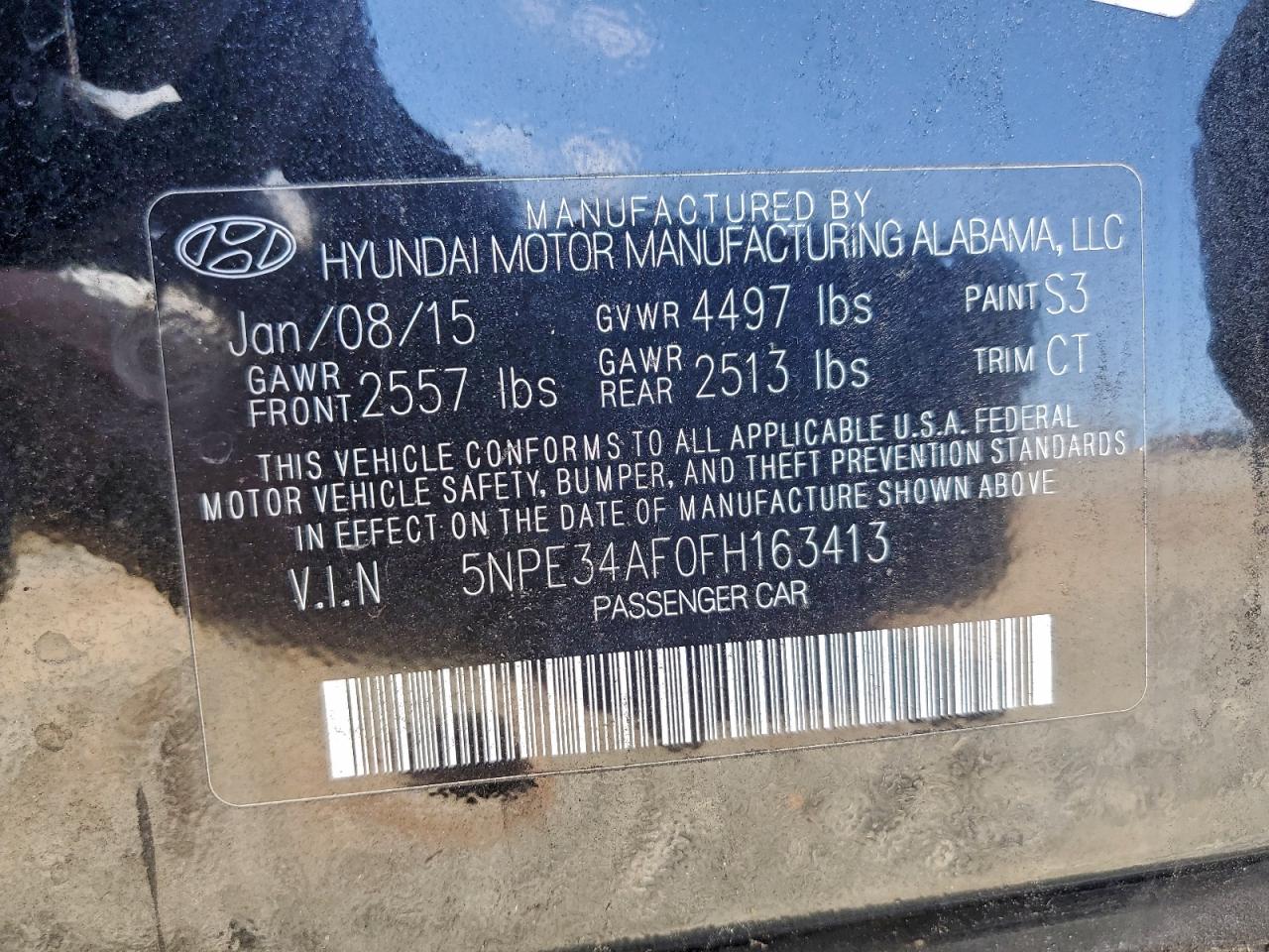 2015 Hyundai Sonata Sport VIN: 5NPE34AF0FH163413 Lot: 94550555