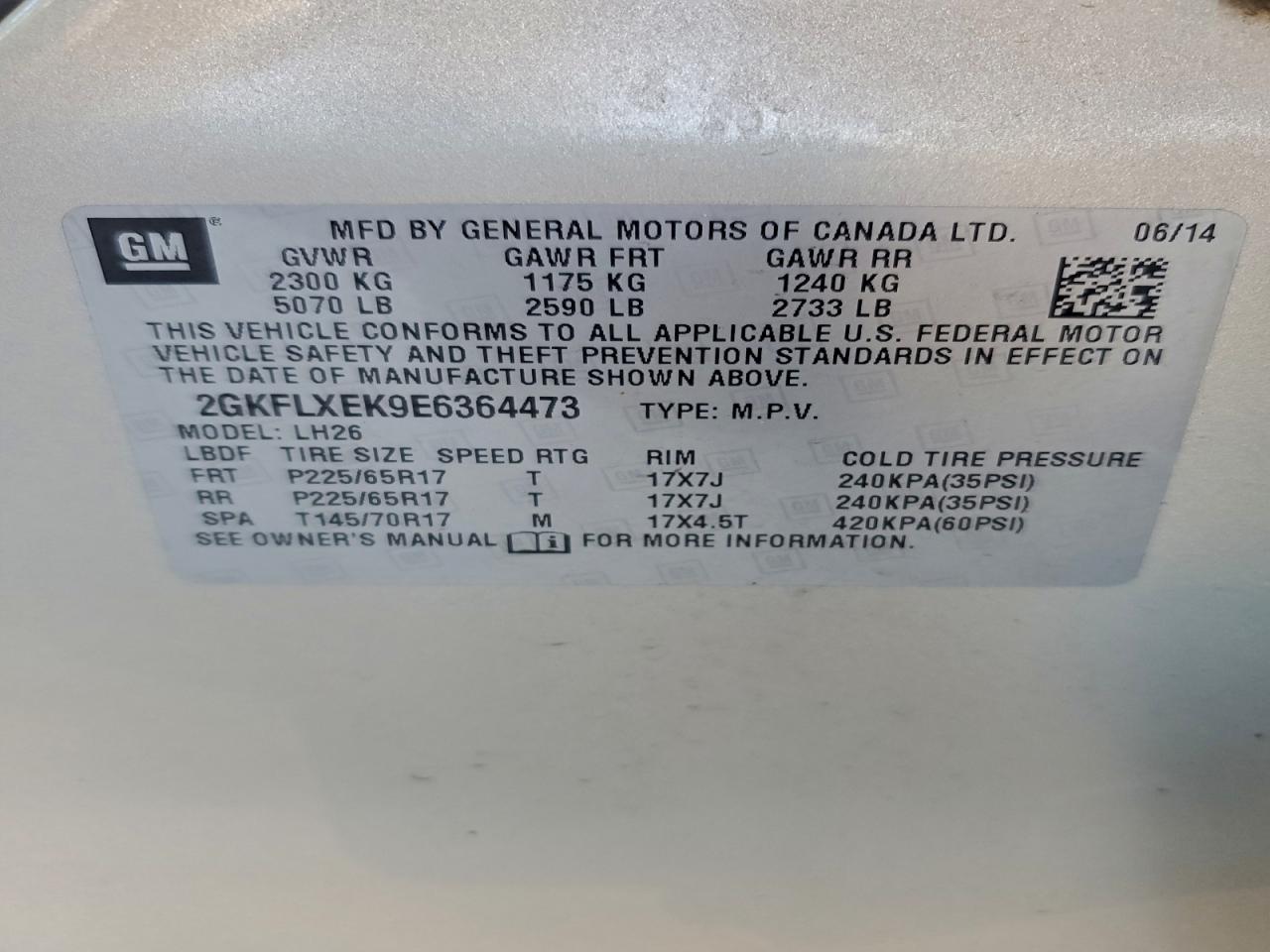 2014 GMC Terrain Slt VIN: 2GKFLXEK9E6364473 Lot: 93915515