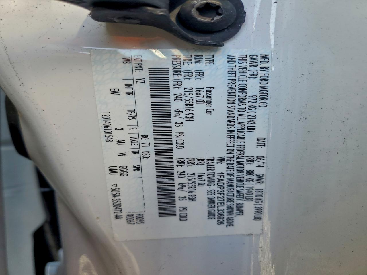 2014 Ford Focus Se VIN: 1FADP3F27EL336926 Lot: 94685285