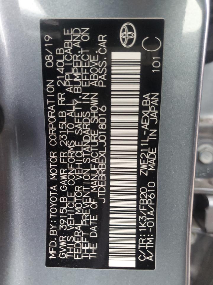 2020 Toyota Corolla Le VIN: JTDEBRBEXLJ018016 Lot: 93394985