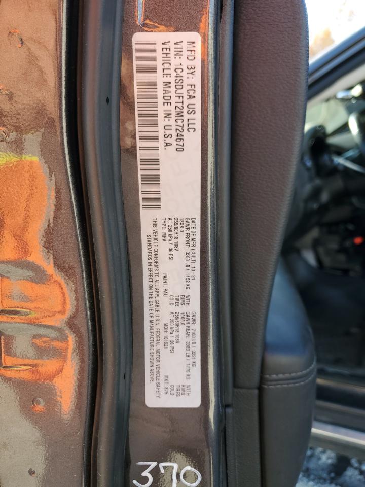 2021 Dodge Durango Pursuit VIN: 1C4SDJFT2MC724670 Lot: 92266275