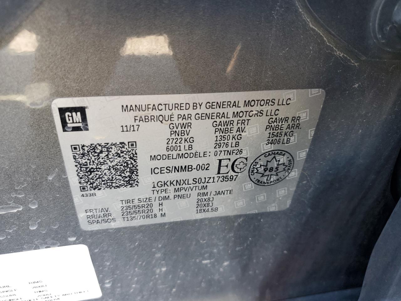 2018 GMC Acadia Denali VIN: 1GKKNXLS0JZ173597 Lot: 92328305