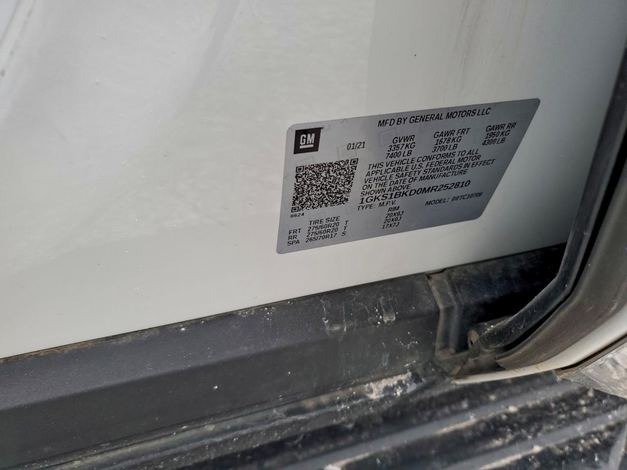 2021 GMC Yukon Slt VIN: 1GKS1BKD0MR252810 Lot: 94634695