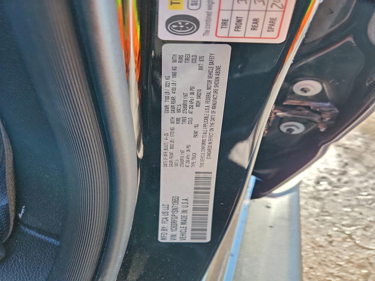 2025 Ram 1500 Tradesman VIN: 1C6SRFGP1SN713653 Lot: 92905465