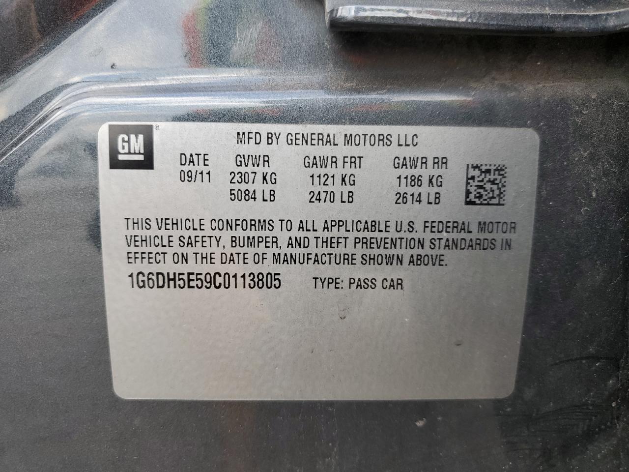 2012 Cadillac Cts Luxury Collection VIN: 1G6DH5E59C0113805 Lot: 90738125