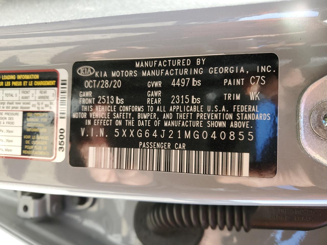 2021 Kia K5 Gt Line VIN: 5XXG64J21MG040855 Lot: 92384075