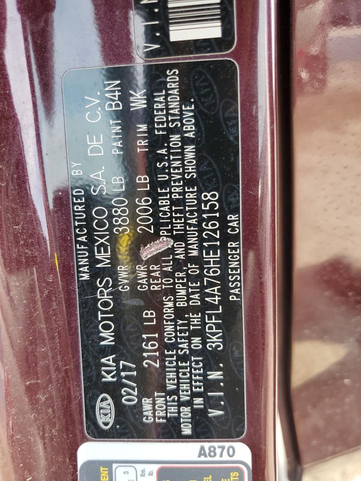 2017 Kia Forte Lx VIN: 3KPFL4A76HE126158 Lot: 92390945