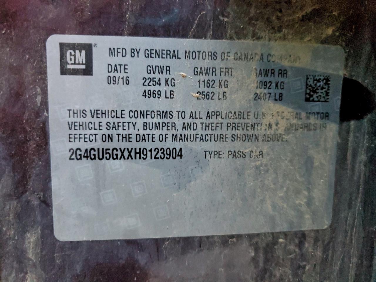 2017 Buick Regal Gs VIN: 2G4GU5GXXH9123904 Lot: 93552425