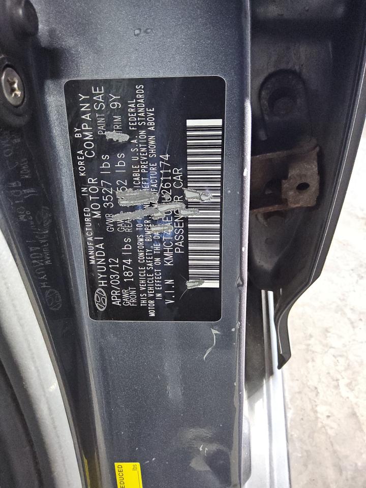 2012 Hyundai Accent Gls VIN: KMHCT4AE0CU261174 Lot: 92871675