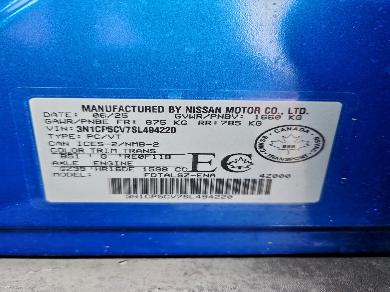 2025 Nissan Kicks Play Sv VIN: 3N1CP5CV7SL494220 Lot: 92433745