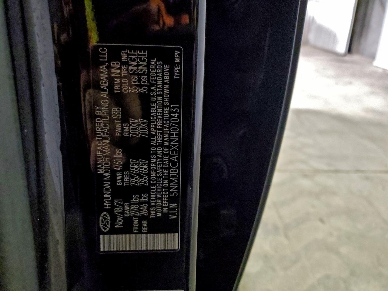 2022 Hyundai Tucson Sel VIN: 5NMJBCAEXNH070431 Lot: 93929125