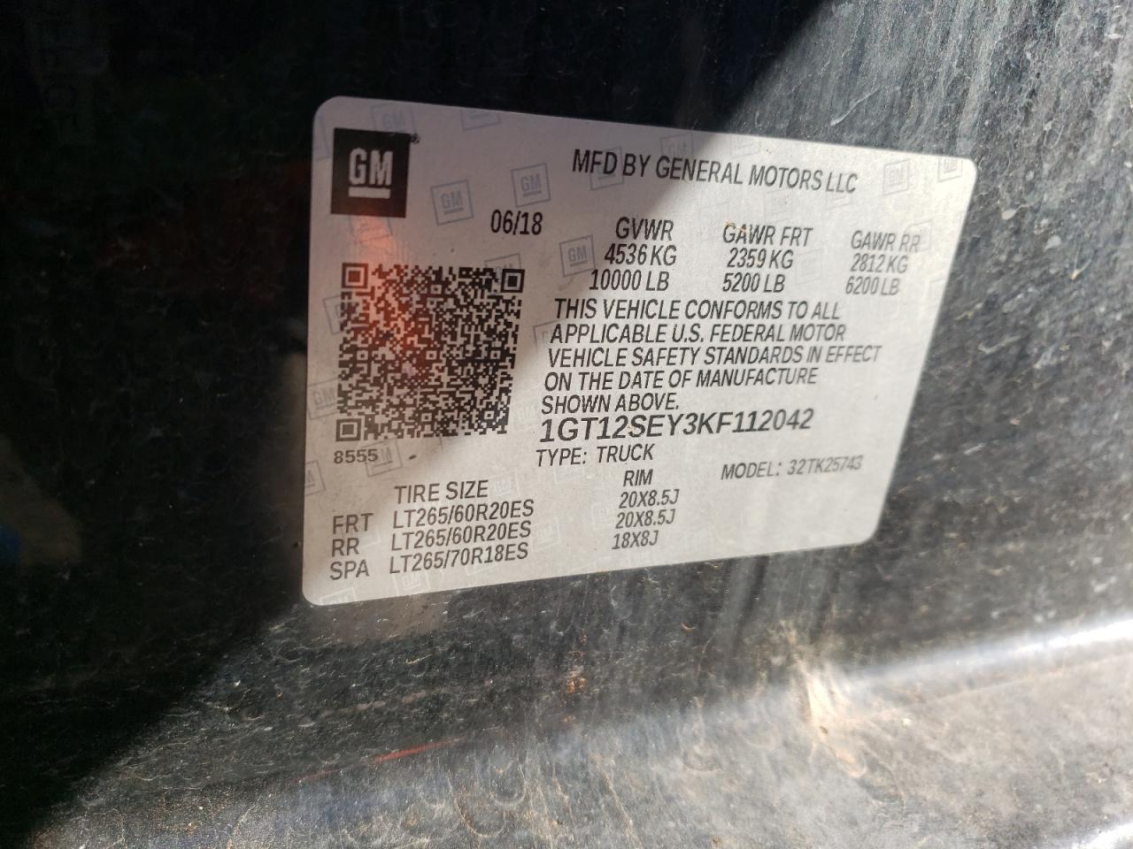 2019 GMC Sierra K2500 Denali VIN: 1GT12SEY3KF112042 Lot: 92375245