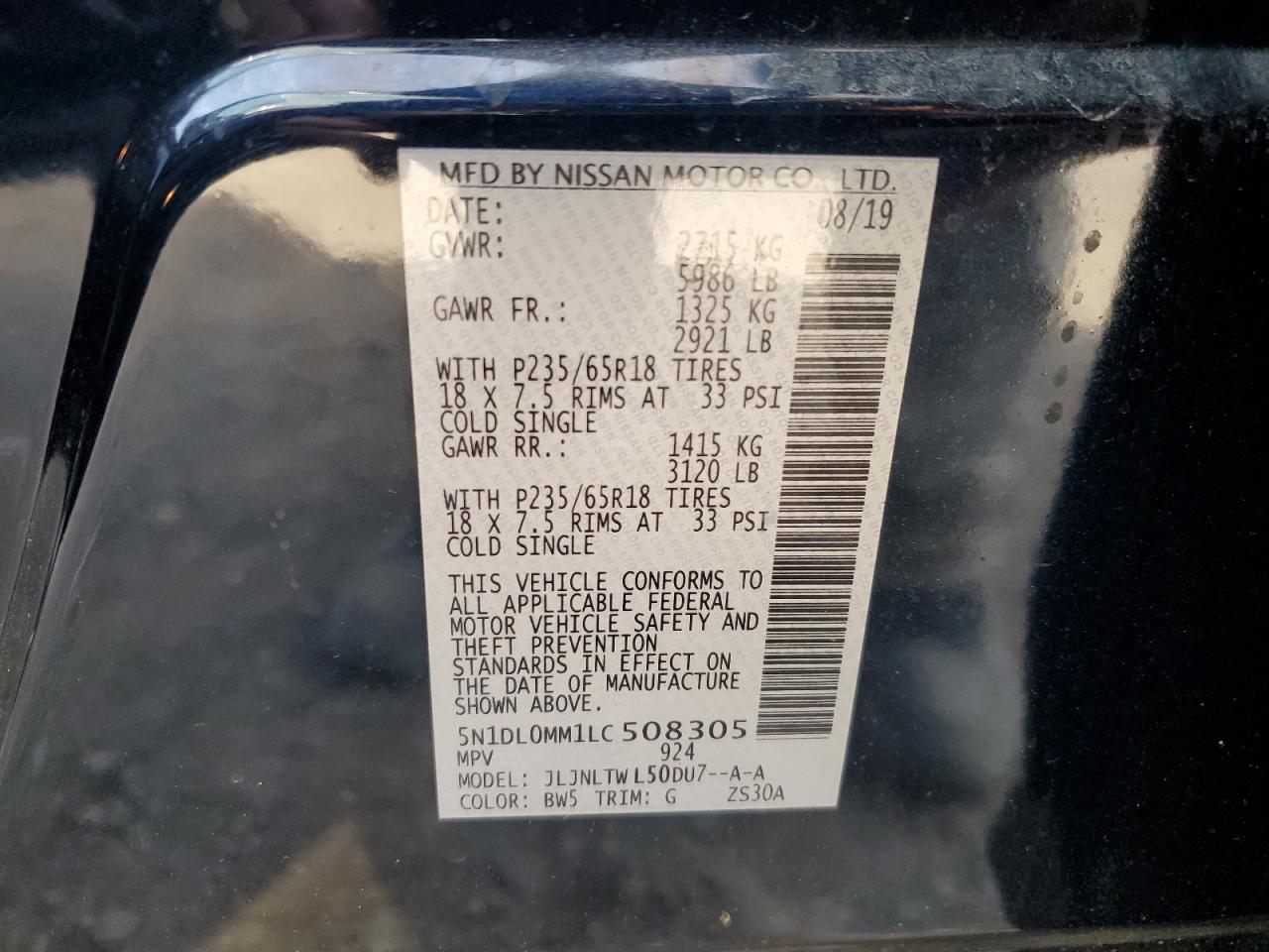 2020 Infiniti Qx60 Luxe VIN: 5N1DL0MM1LC508305 Lot: 91121785