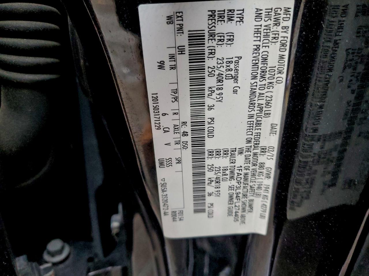 2015 Ford Focus St VIN: 1FADP3L94FL274405 Lot: 94687955