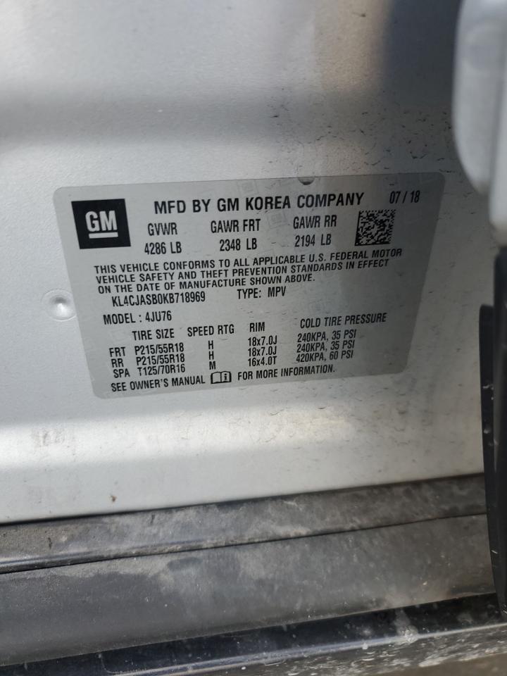 2019 Buick Encore Preferred VIN: KL4CJASB0KB718969 Lot: 92707155