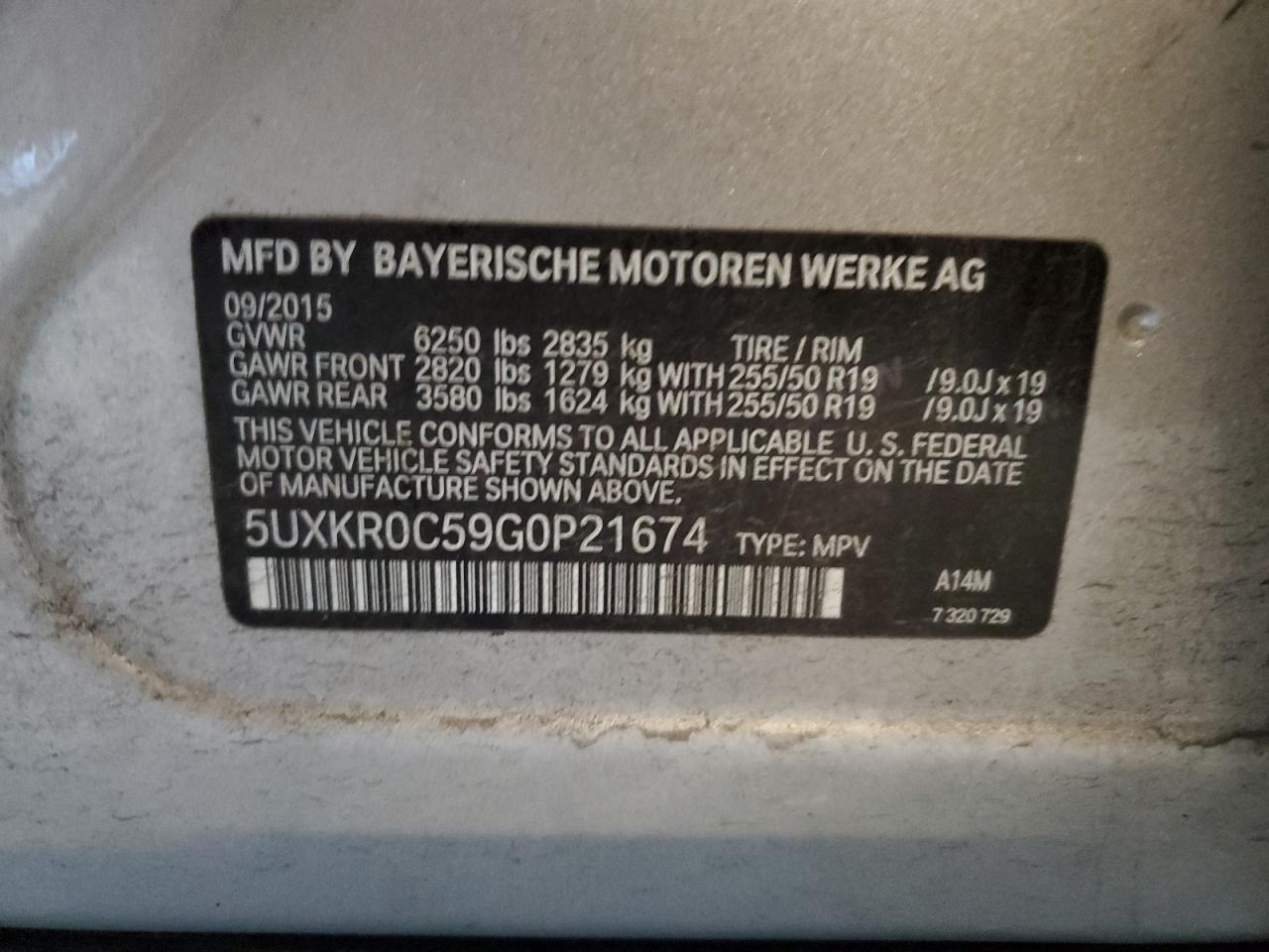 2016 BMW X5 xDrive35I VIN: 5UXKR0C59G0P21674 Lot: 93132225