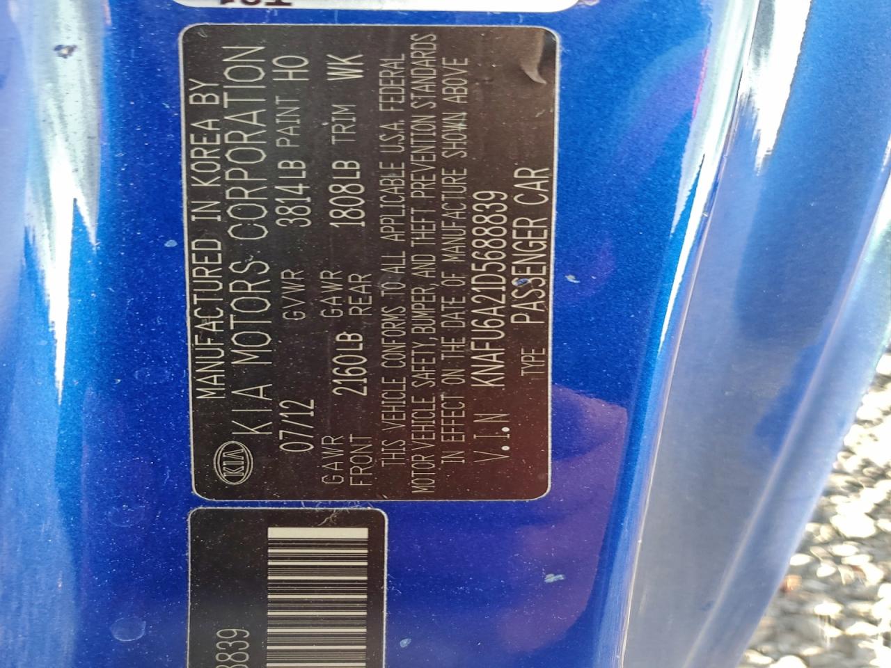 2013 Kia Forte Ex VIN: KNAFU6A21D5688839 Lot: 93808185