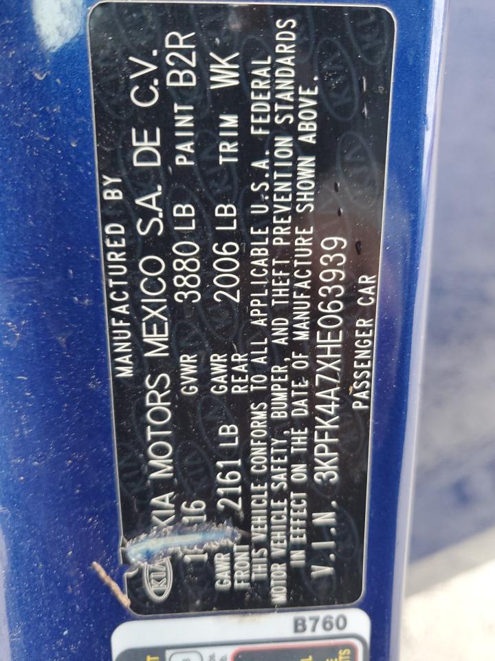 2017 Kia Forte Lx VIN: 3KPFK4A7XHE063939 Lot: 93401375