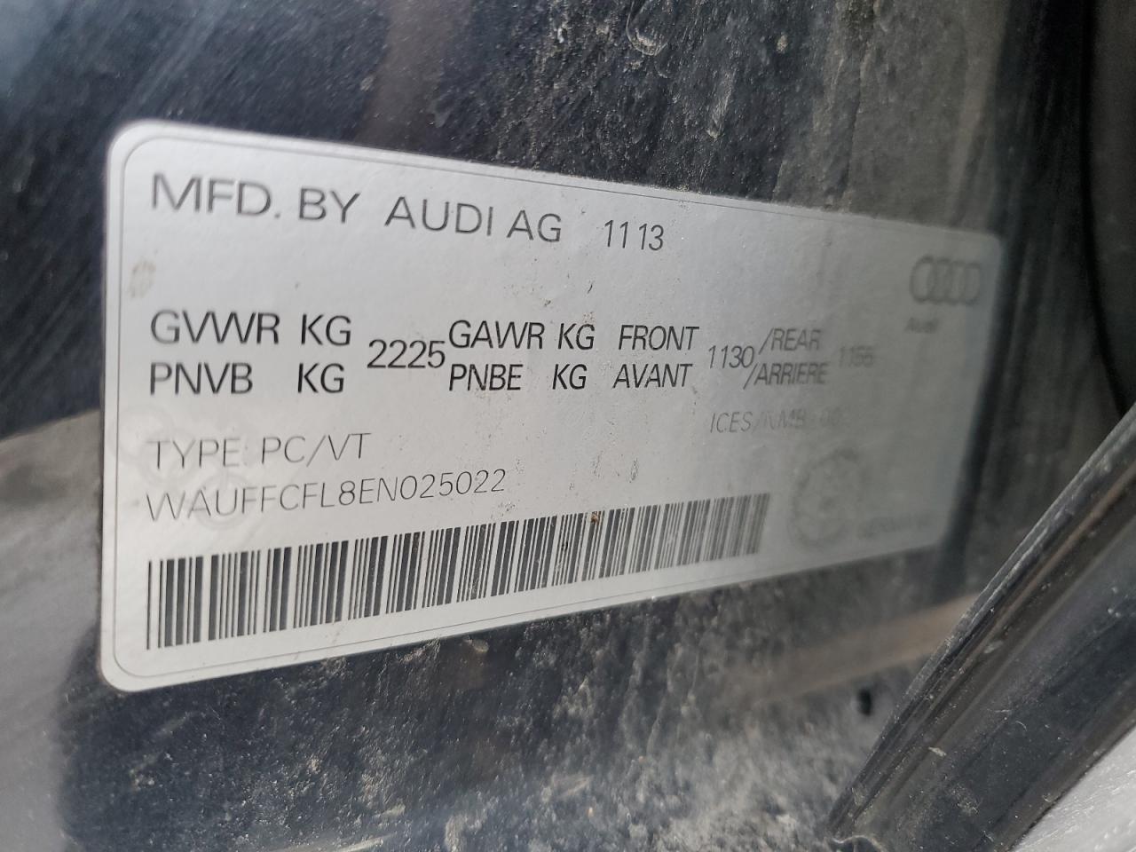 2014 Audi A4 Premium Plus VIN: WAUFFCFL8EN025022 Lot: 93261565