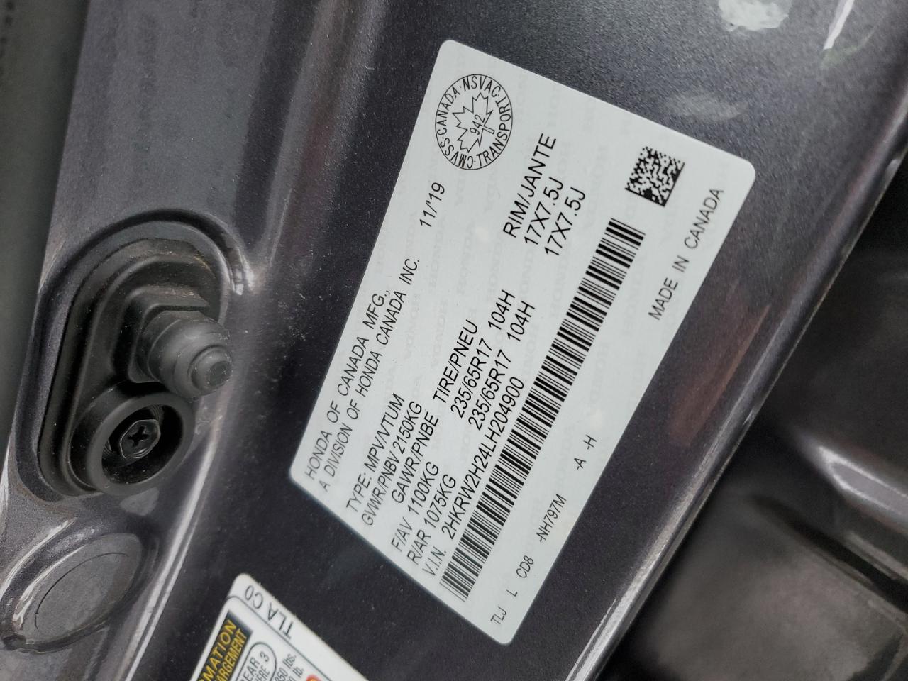 2020 Honda Cr-V Lx VIN: 2HKRW2H24LH204900 Lot: 90986995