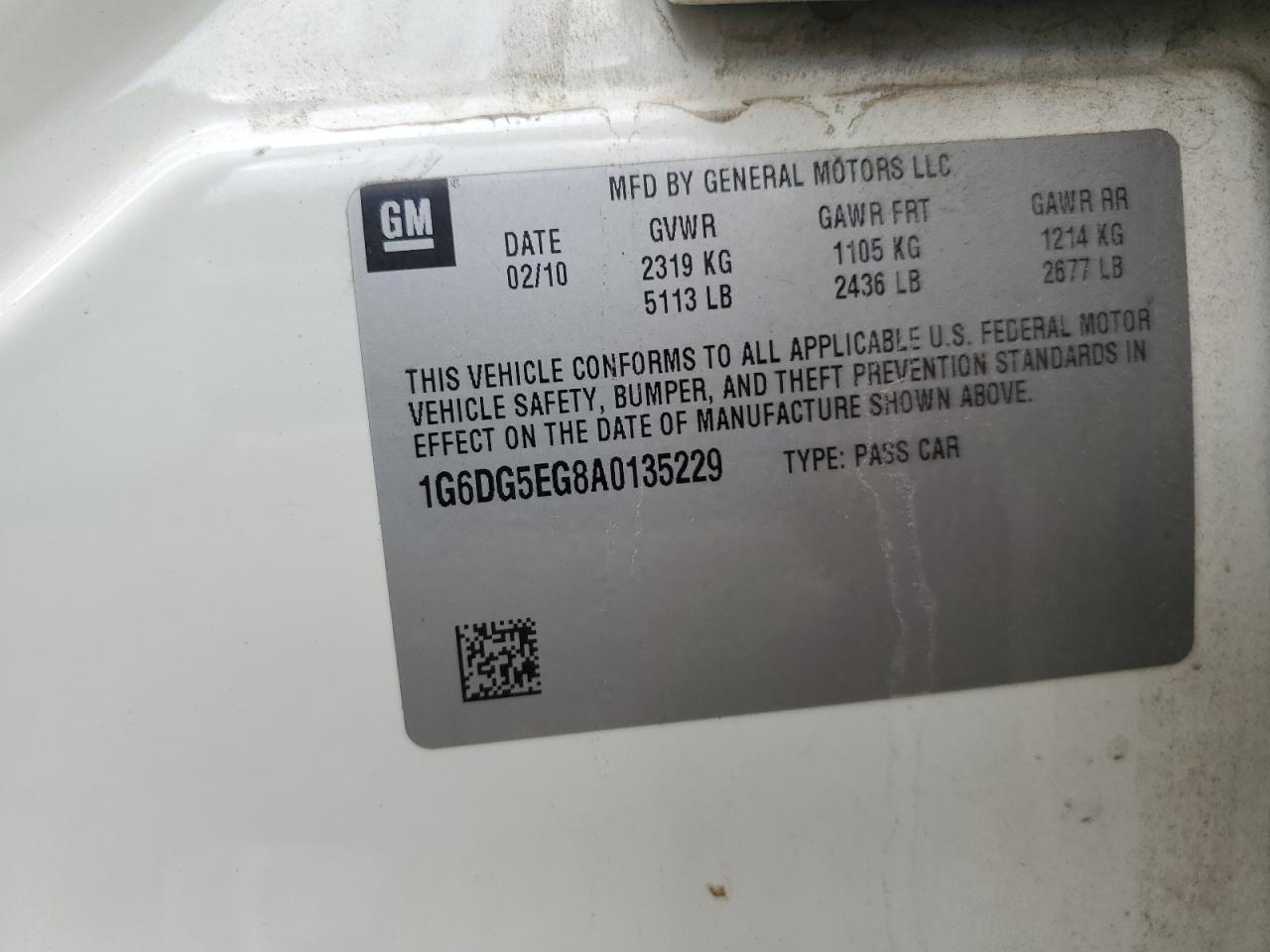 2010 Cadillac Cts Luxury Collection VIN: 1G6DG5EG8A0135229 Lot: 91186985