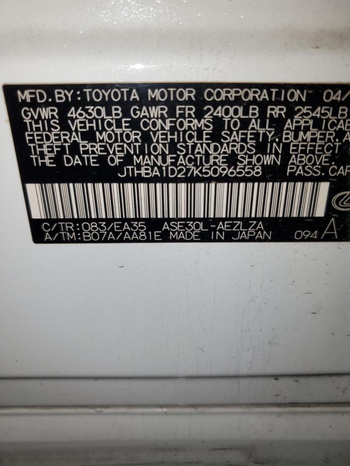 2019 Lexus Is 300 VIN: JTHBA1D27K5096558 Lot: 93574325