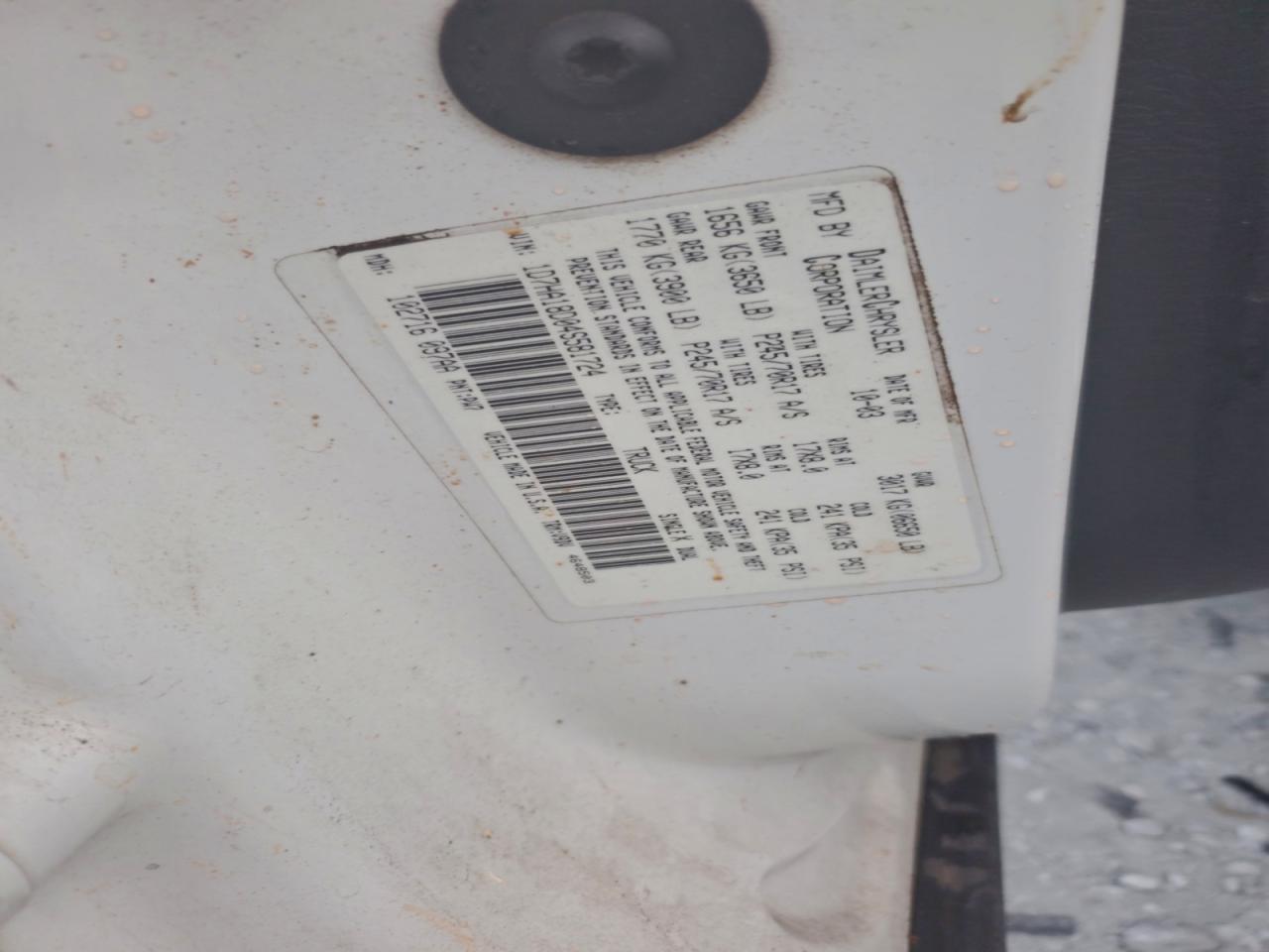 2004 Dodge Ram 1500 St VIN: 1D7HA18D04S581724 Lot: 93059645