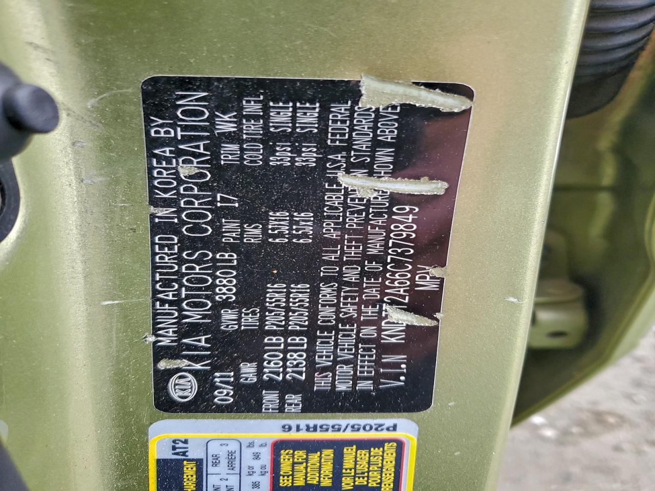 2012 Kia Soul + VIN: KNDJT2A66C7379849 Lot: 94384625