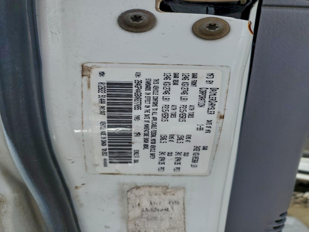 1999 Dodge Grand Caravan Se VIN: 2B4GP44G8XR277095 Lot: 94438845