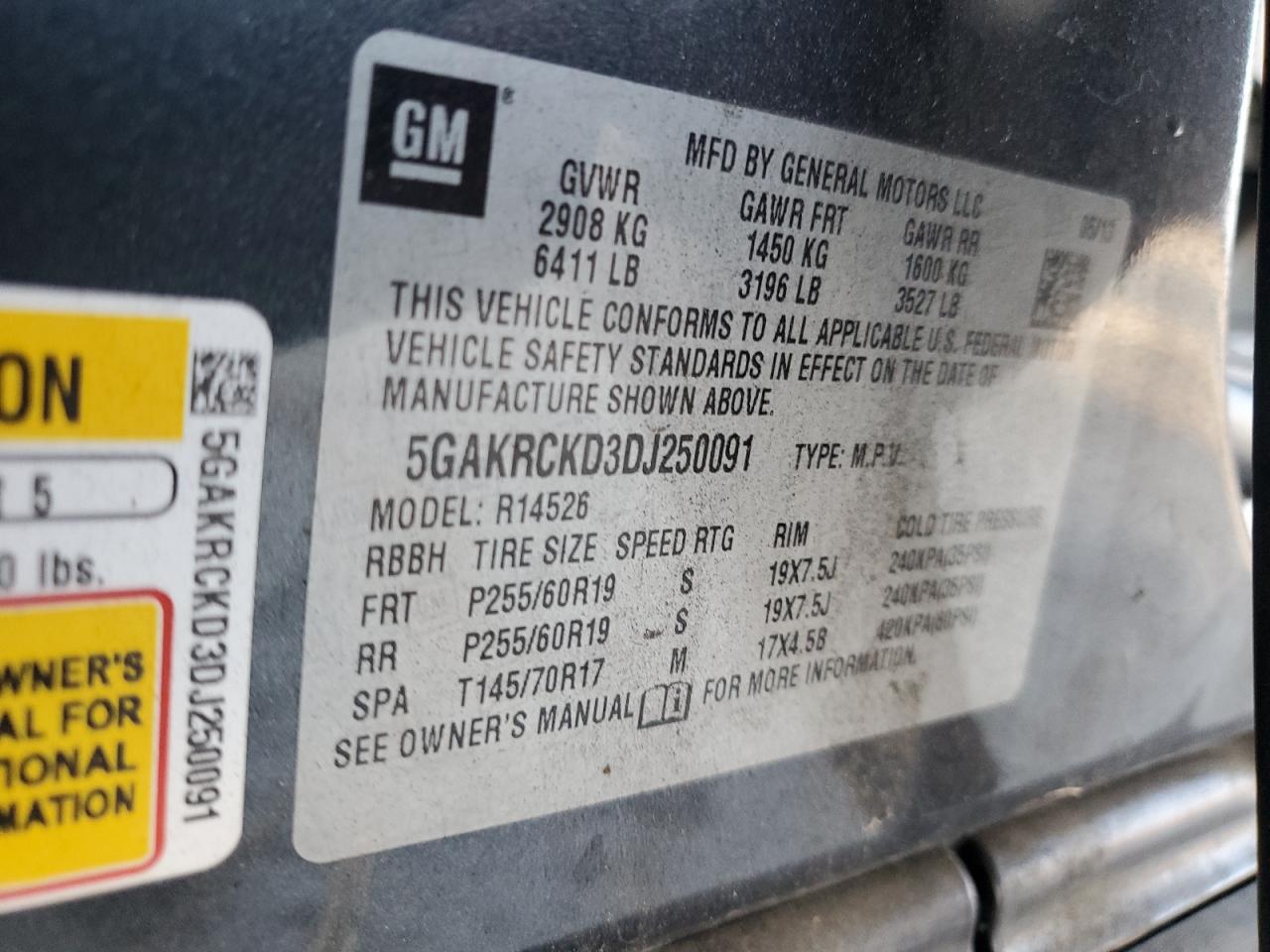 2013 Buick Enclave VIN: 5GAKRCKD3DJ250091 Lot: 92901295