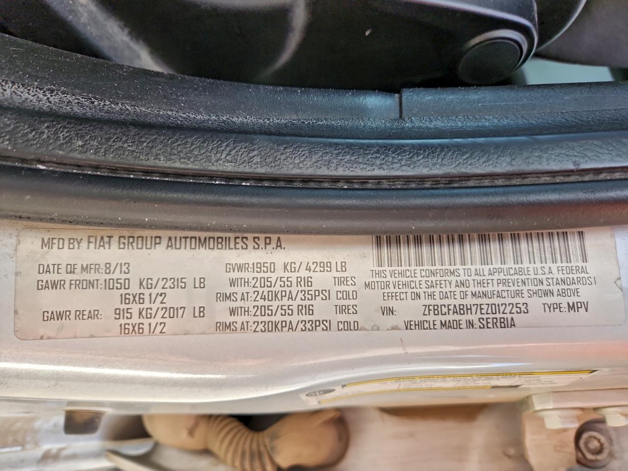 2014 Fiat 500L Easy VIN: ZFBCFABH7EZ012253 Lot: 94553675