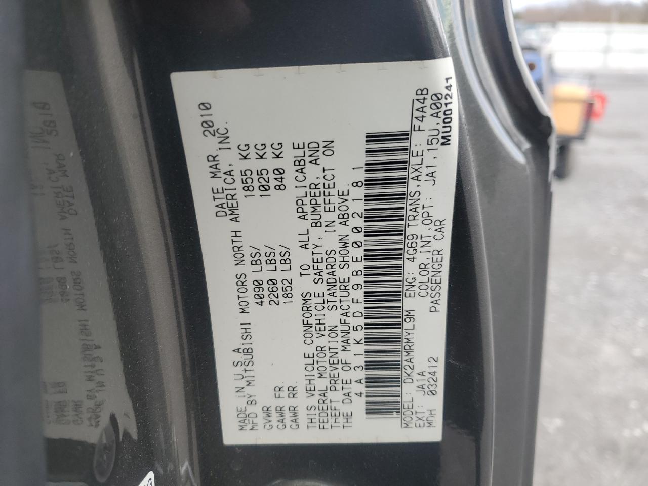 2011 Mitsubishi Eclipse Gs Sport VIN: 4A31K5DF9BE002181 Lot: 92999565