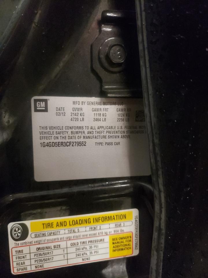 2012 Buick Lacrosse Premium VIN: 1G4GD5ER3CF279562 Lot: 90994195