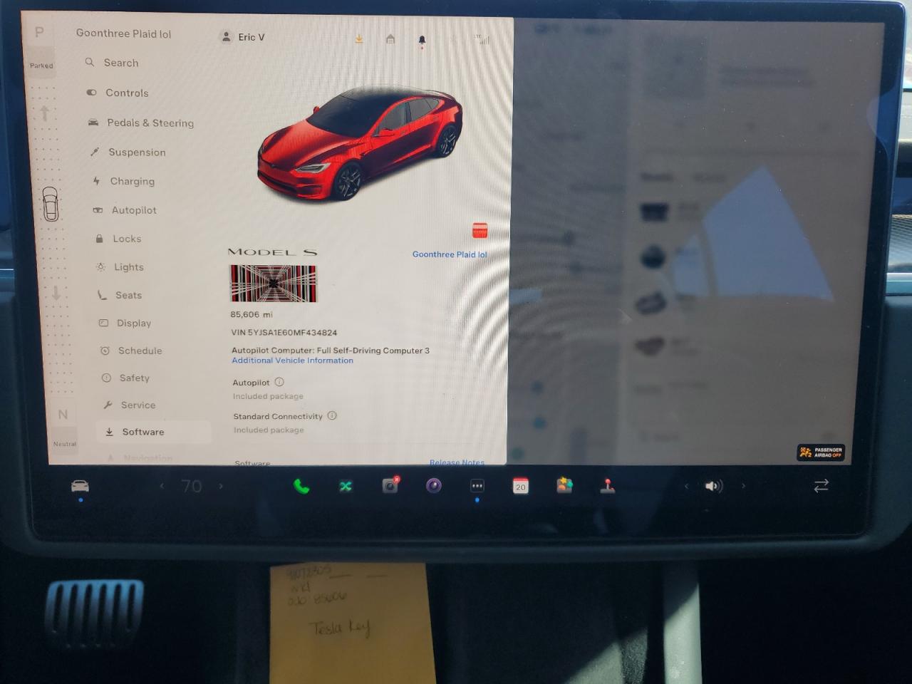 2021 Tesla Model S VIN: 5YJSA1E60MF434824 Lot: 91072305