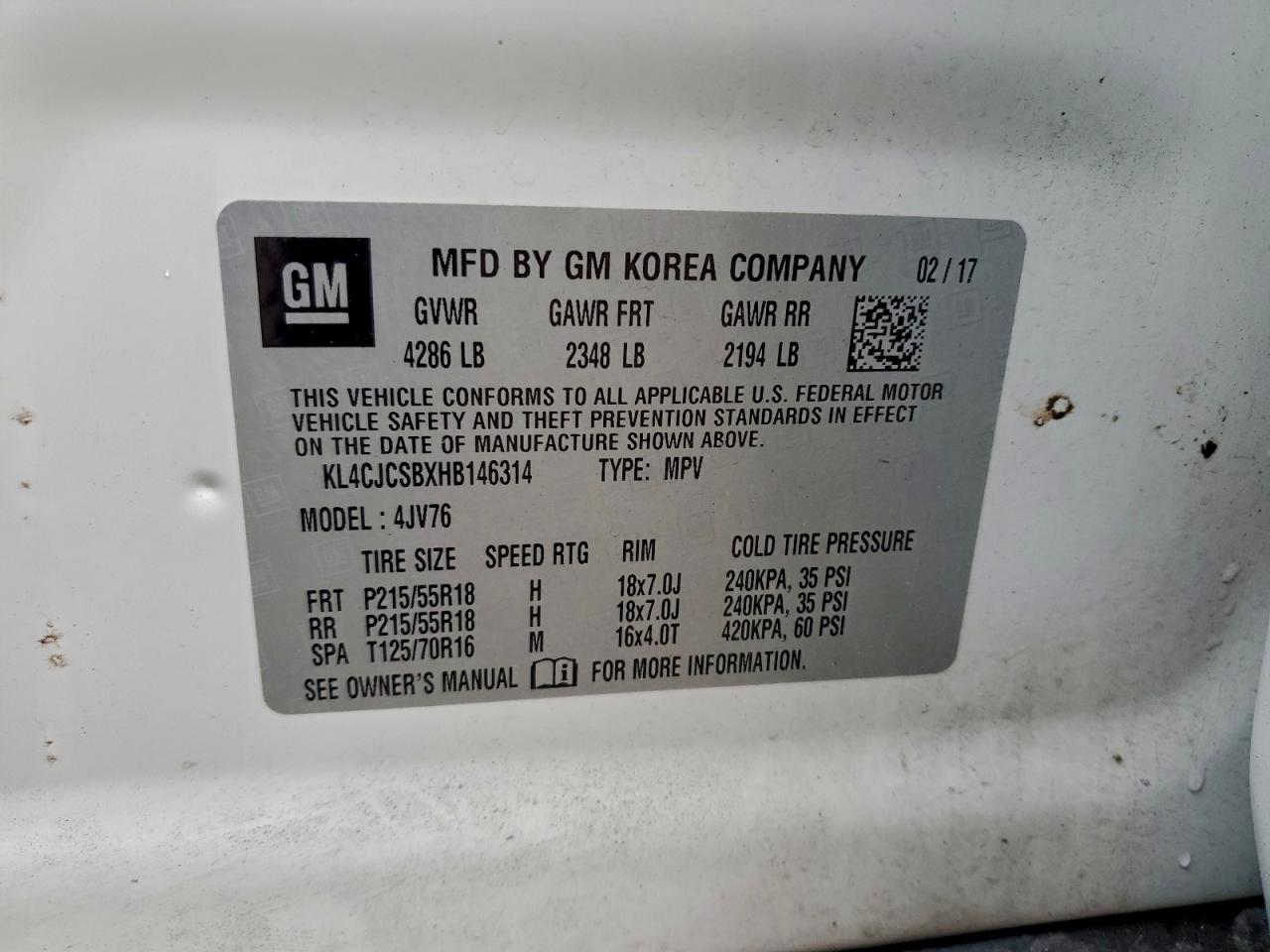 2017 Buick Encore Essence VIN: KL4CJCSBXHB146314 Lot: 93771975