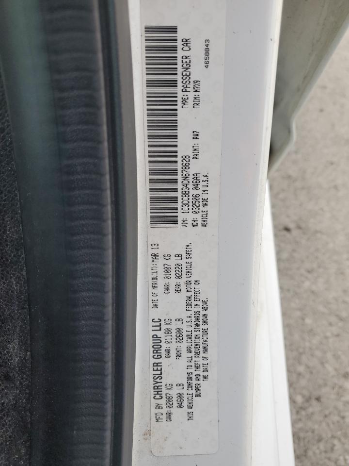 2013 Chrysler 200 Touring VIN: 1C3CCBBG4DN678628 Lot: 91085565