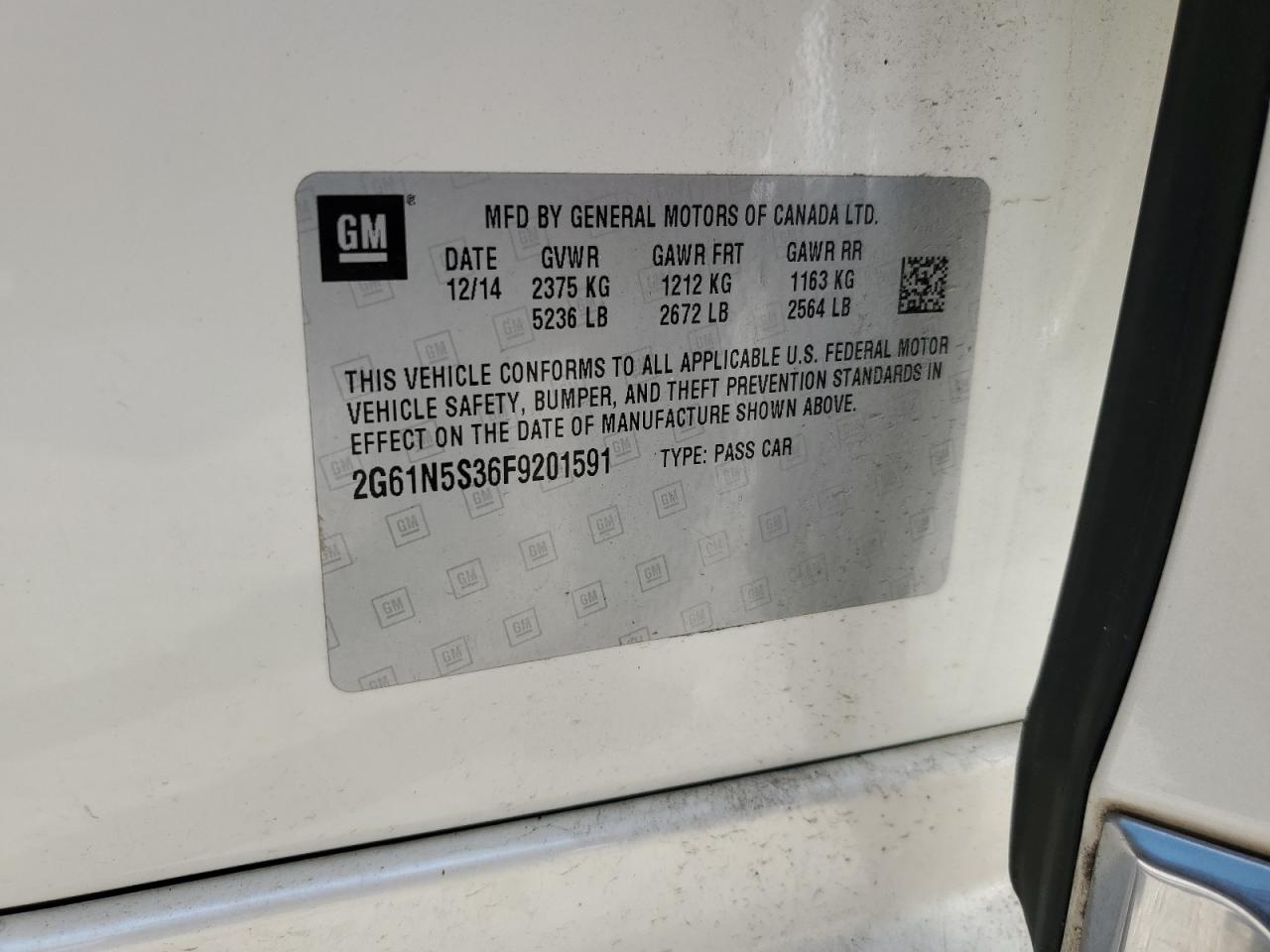 2015 Cadillac Xts Luxury Collection VIN: 2G61N5S36F9201591 Lot: 92729365