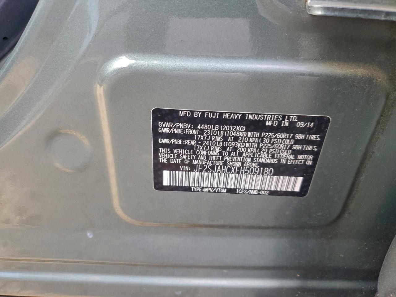 2015 Subaru Forester 2.5I Limited VIN: JF2SJAHCXFH509180 Lot: 94180715