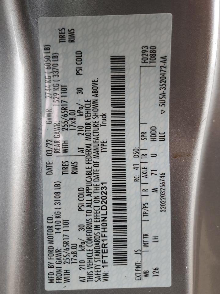 2022 Ford Ranger Xl VIN: 1FTER1FH0NLD20231 Lot: 93656145