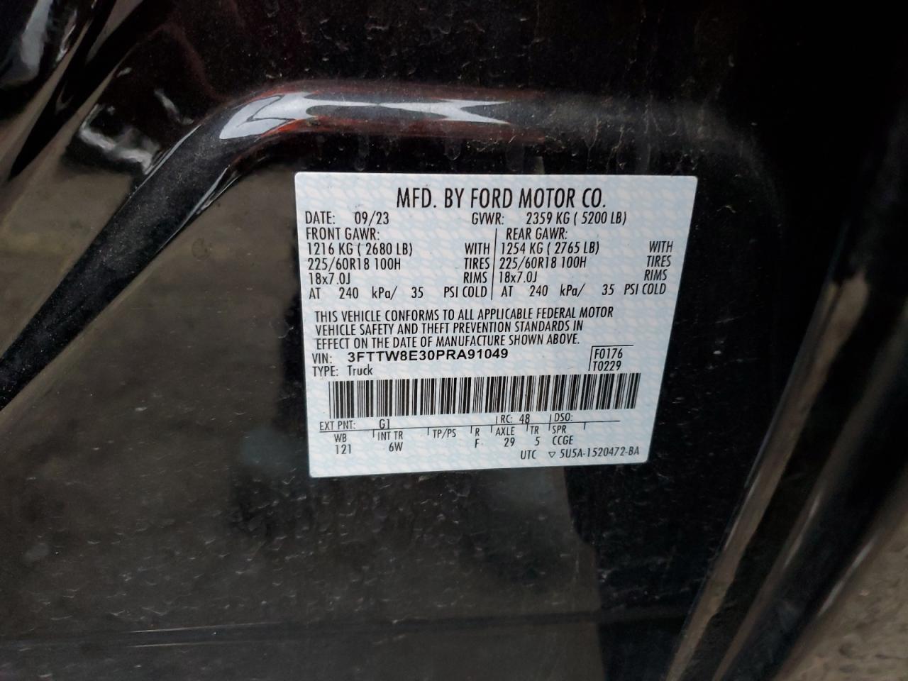 2023 Ford Maverick Xl VIN: 3FTTW8E30PRA91049 Lot: 91071305