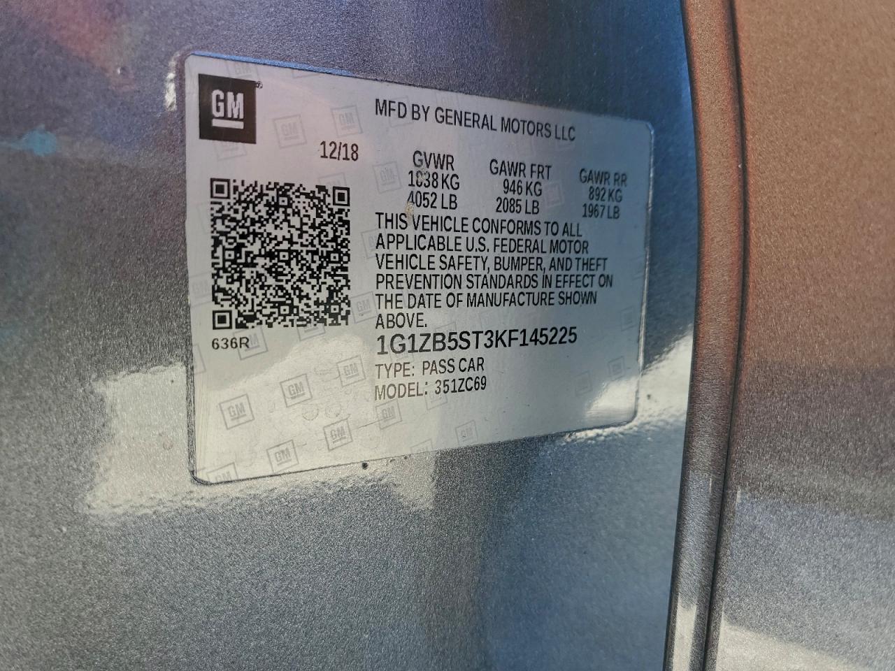 2019 Chevrolet Malibu Ls VIN: 1G1ZB5ST3KF145225 Lot: 94529435