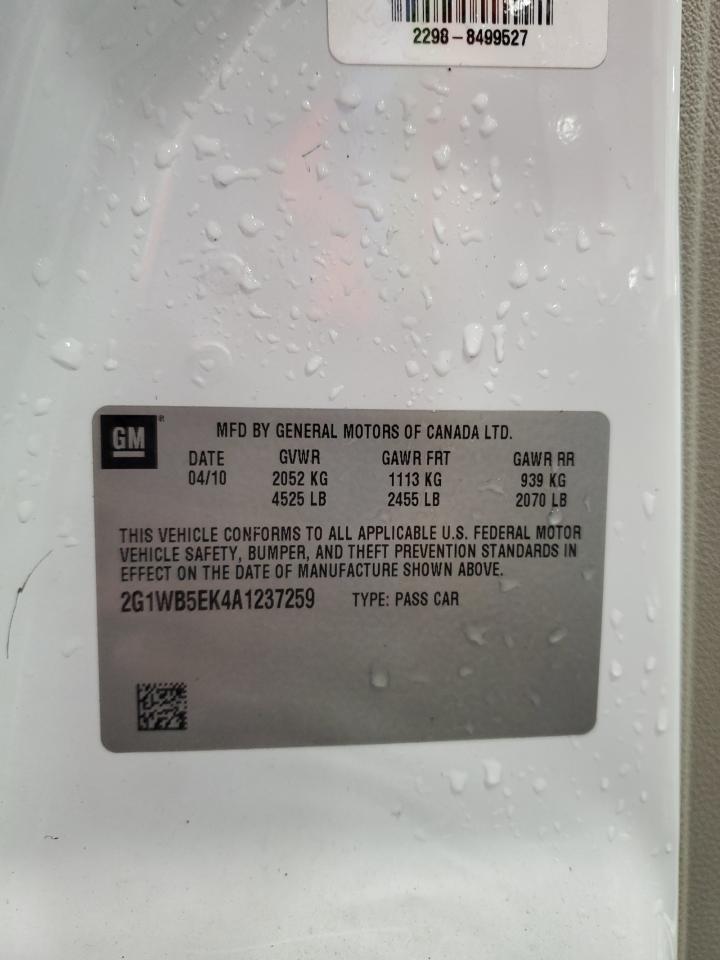 2010 Chevrolet Impala Lt VIN: 2G1WB5EK4A1237259 Lot: 93074015