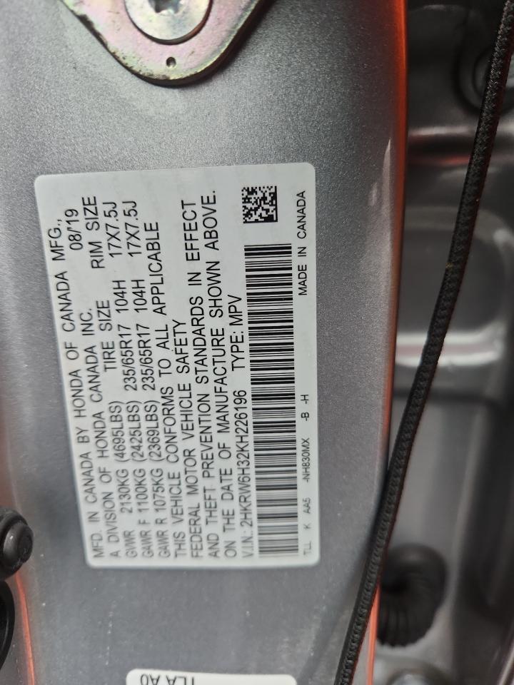 2019 Honda Cr-V Lx VIN: 2HKRW6H32KH226196 Lot: 91252705