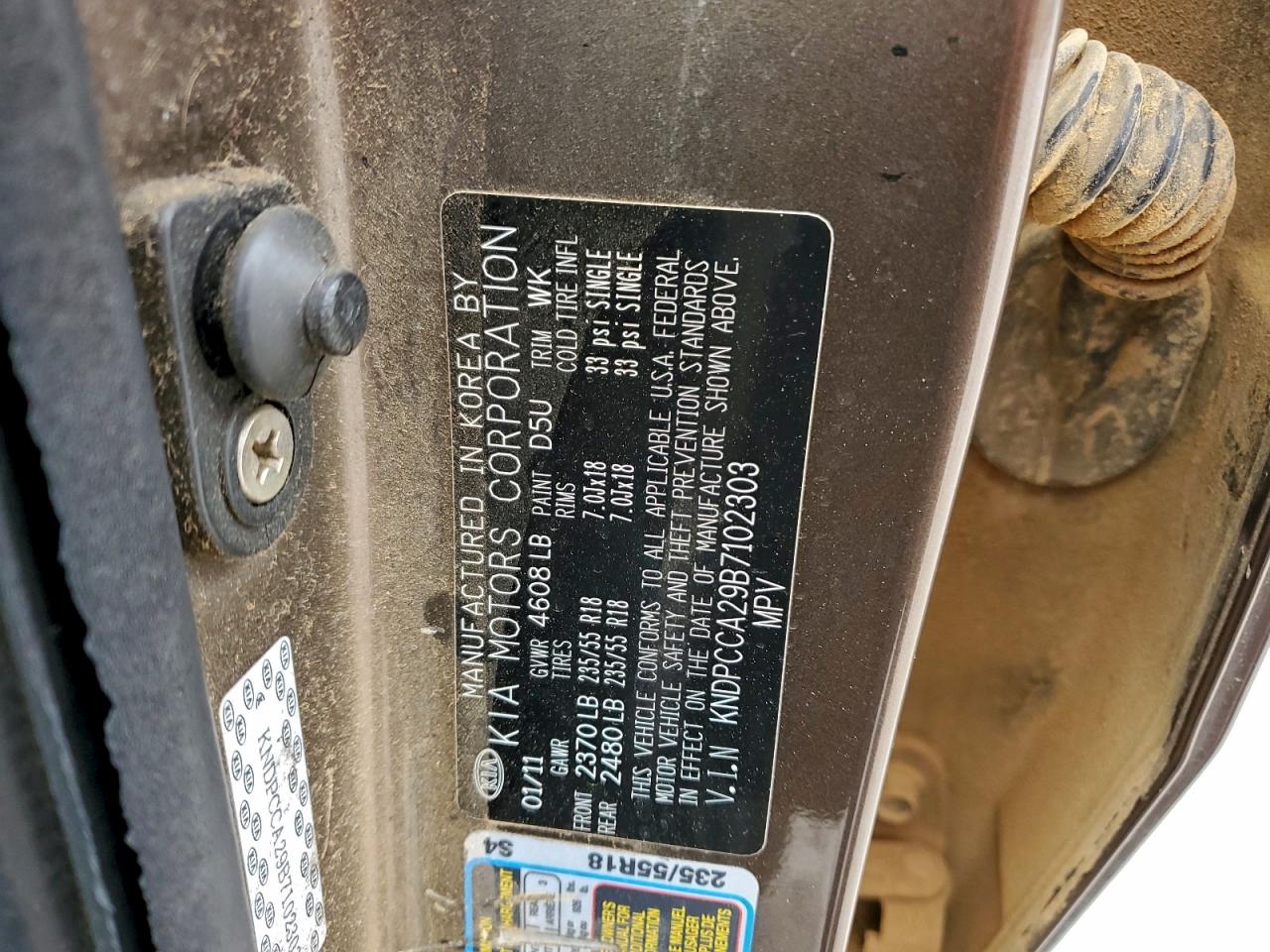 2011 Kia Sportage Ex VIN: KNDPCCA29B7102303 Lot: 93229445